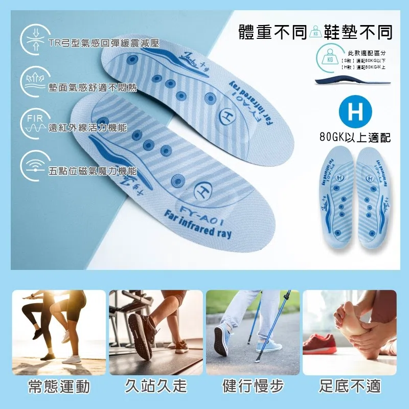 千步TR弓型氣感機能鞋墊FY-A01(H)適配80KG以上