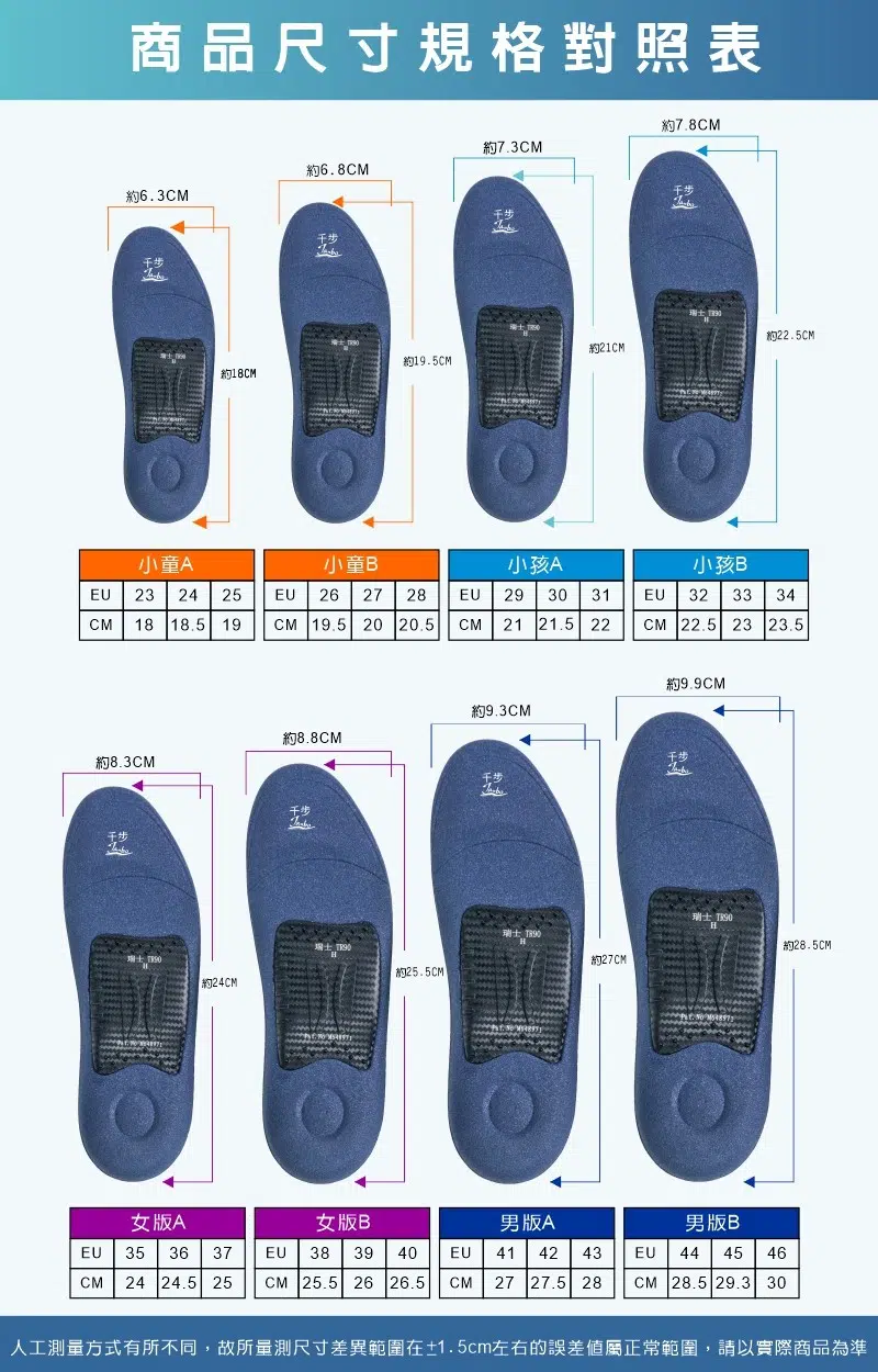 千步磁氣弓型緩壓機能鞋墊HL-B07