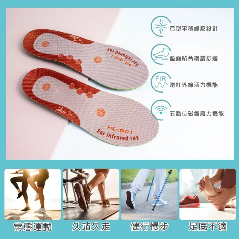 千步磁氣弓型緩壓機能鞋墊HL-B01(低弓型)