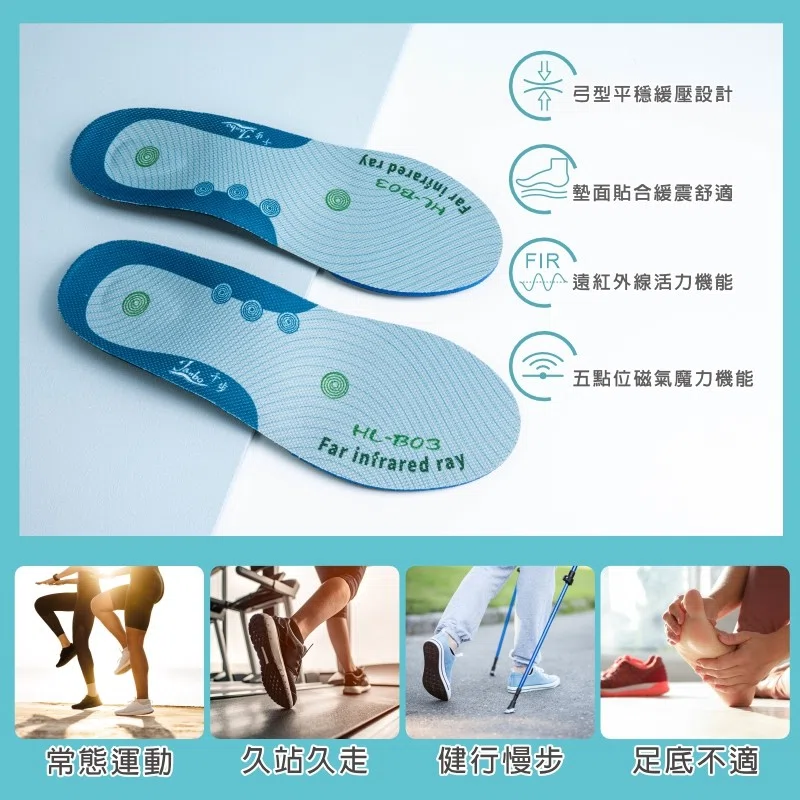 千步磁氣弓型緩壓機能鞋墊HL-B03(高弓型)